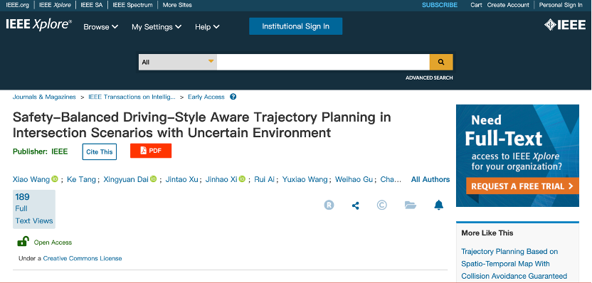 毫末智行论文首次入选IEEE TIV：认知模型领域取得突破