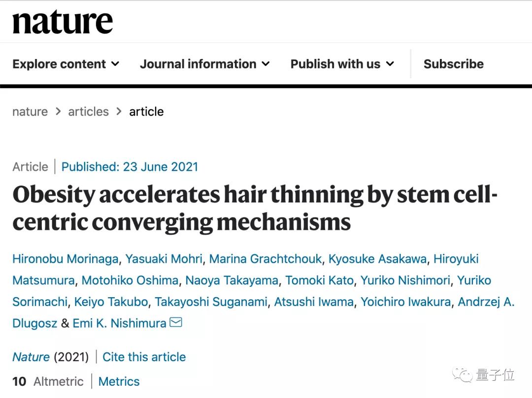 太胖就会变秃，这回真的有依据了！肥胖会诱导毛囊衰竭 | Nature