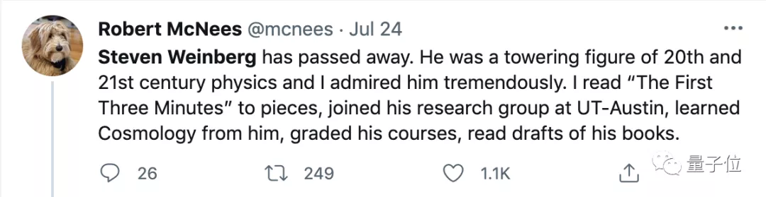 88岁物理学泰斗温伯格去世，霍金《时间简史》受他启发