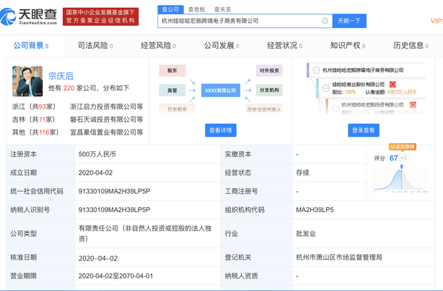 娃哈哈进军跨境电商，宗庆后名下成立跨境电商新公司