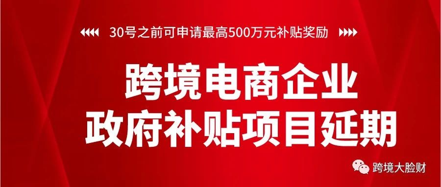 跨境电商企业（独立站、数字化、海外仓）政府补贴项目延期啦！30号之前可申请最高500万元补贴奖励！