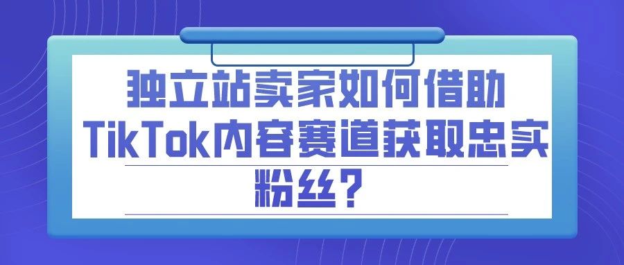 独立站卖家如何借助TikTok内容赛道获取忠实粉丝？