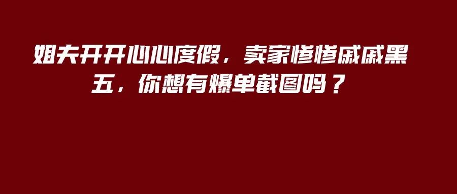 姐夫开开心心度假，卖家惨惨戚戚黑五，你想有爆单截图吗？