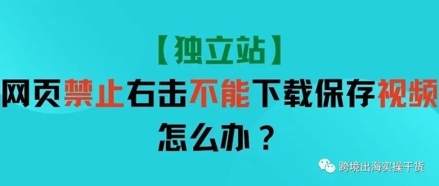 【独立站】网页禁止右击不能下载保存视频怎么办？