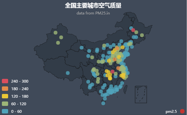 Echarts 分段型视觉映射组件实例