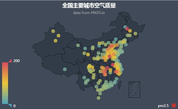 ECharts 地理坐标系使用散点图实例