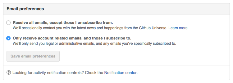 退订营销电子邮件的屏幕截图