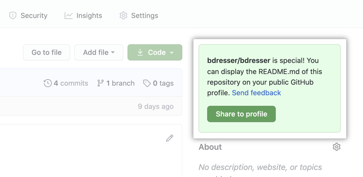 用于将README分享到个人资料的按钮