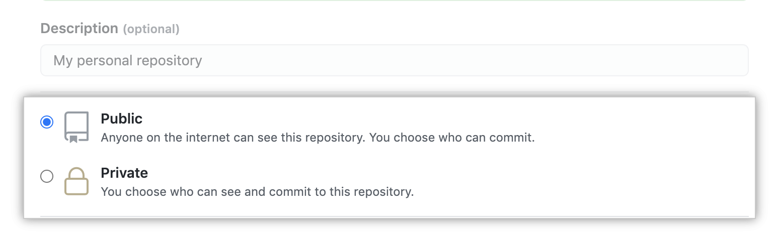 单选按钮，用于选择公众可见性