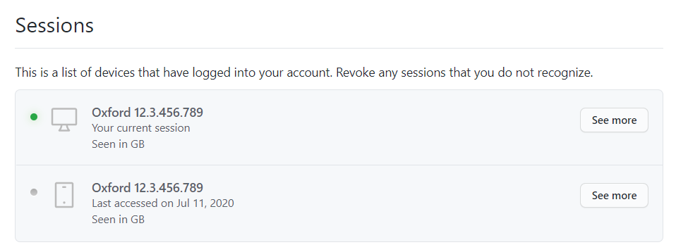 活动 SAML 会话列表