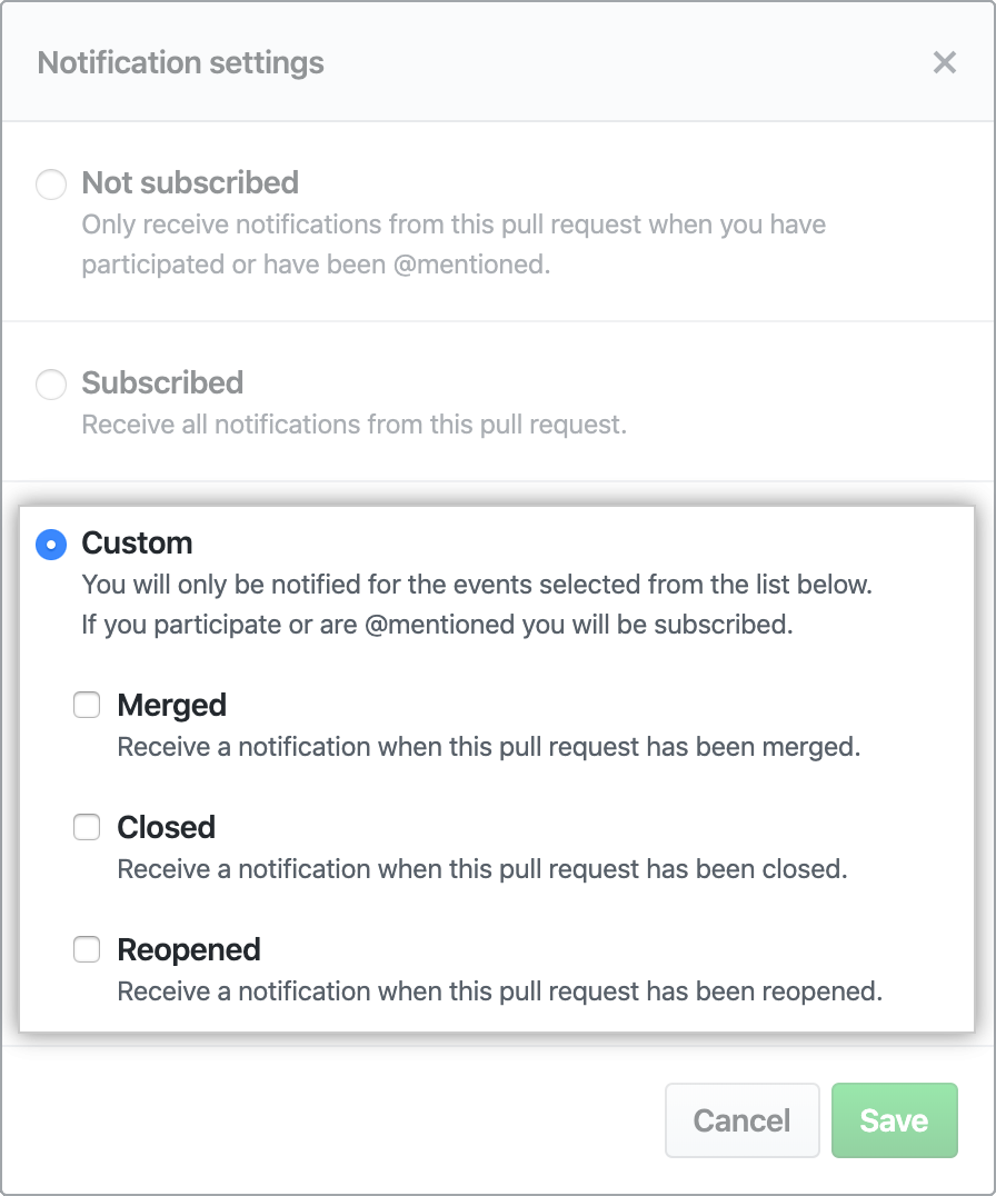 定制通知的选项