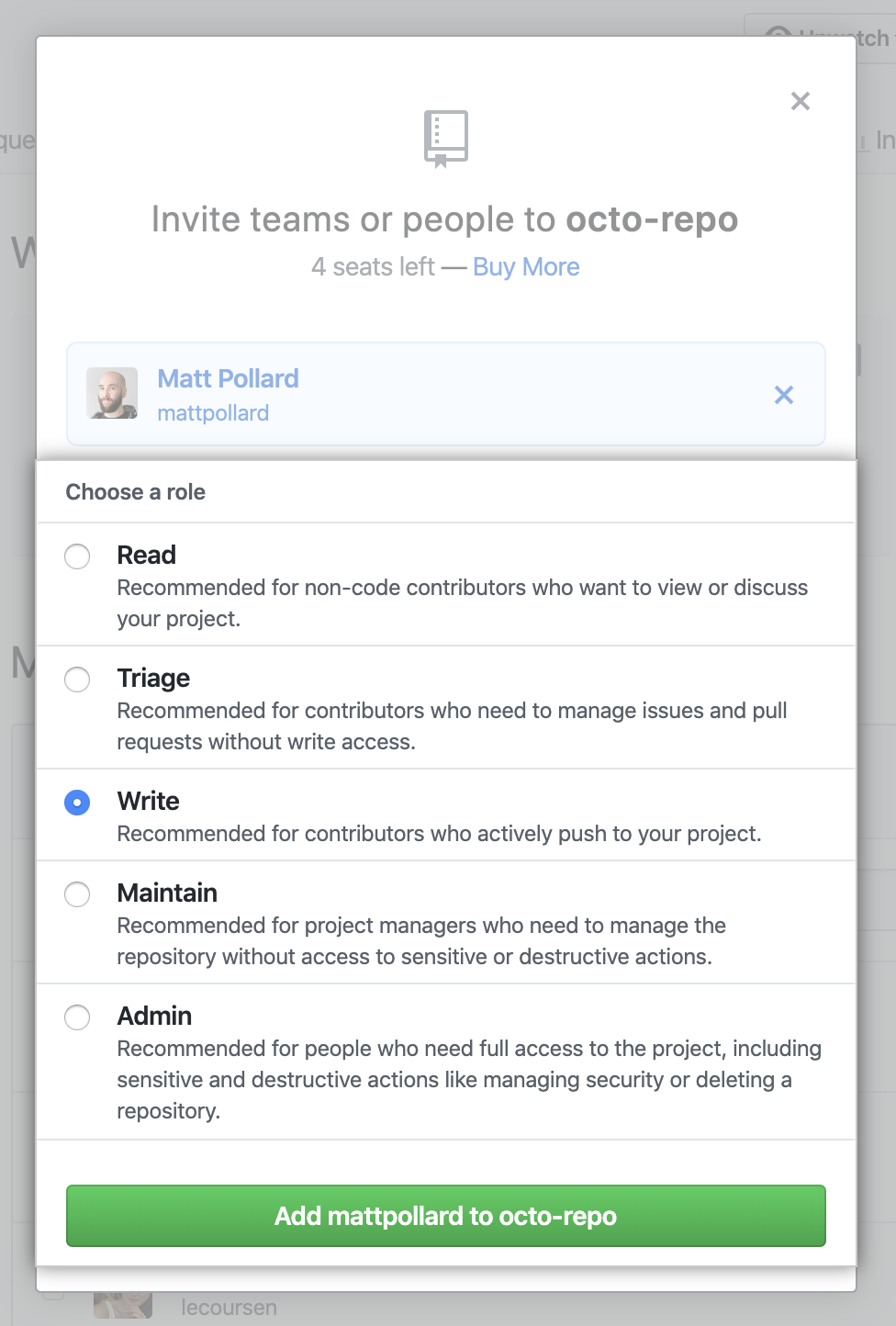 为此人选择权限