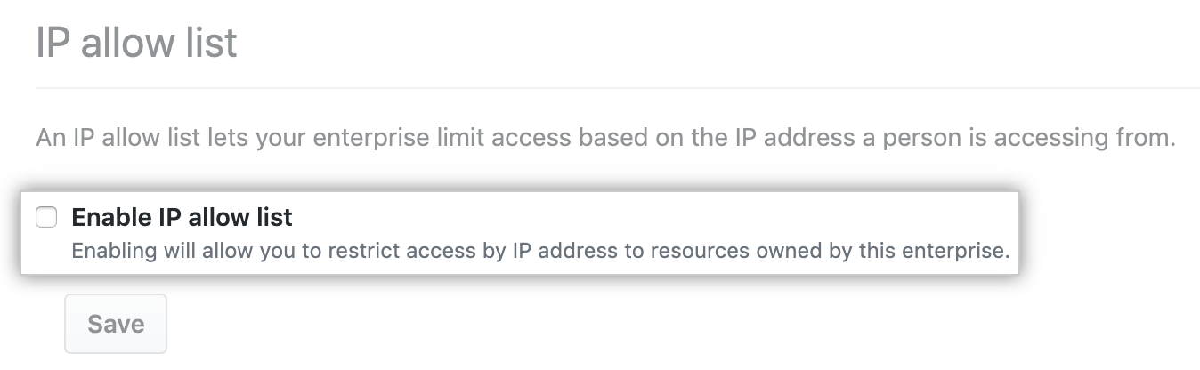允许 IP 地址的复选框