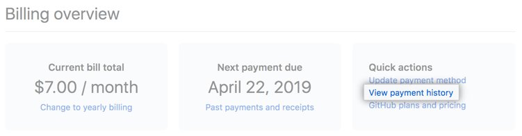 查看付款历史记录链接