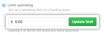 用于输入支出限额的字段和更新限制按钮
