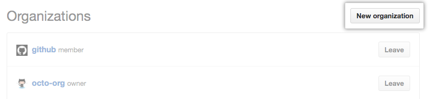 用于创建新组织的按钮