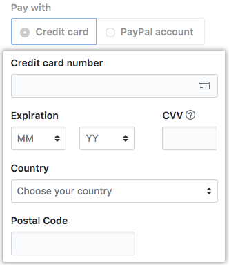用于输入信用卡信息的表单