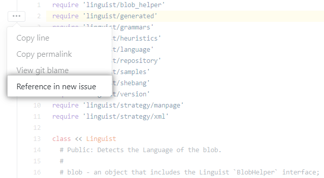 带有从所选行打开新议题的选项的烤肉串式菜单