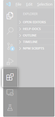 Visual Studio Code 中的 Extensions（扩展）图标