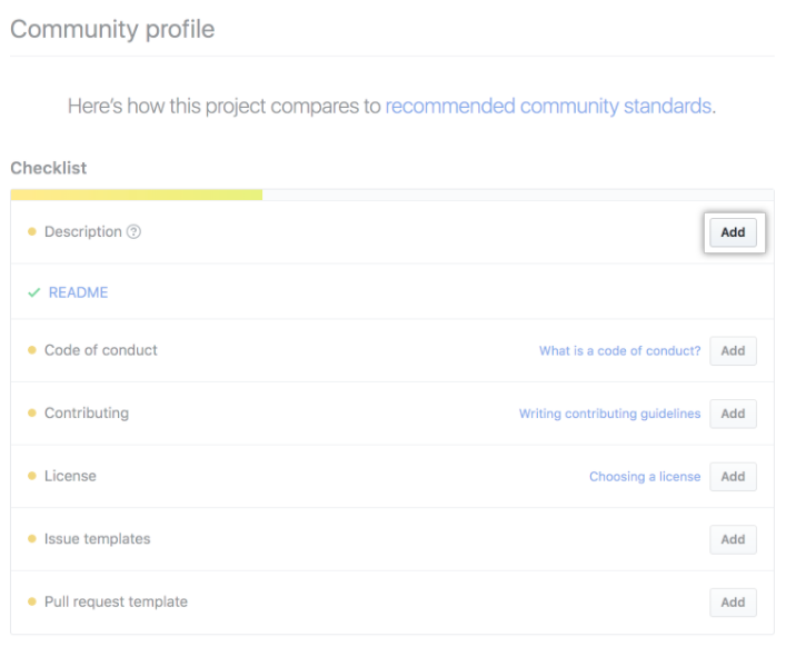 包含建议的社区标准的社区资料检查列表（适用于维护员）