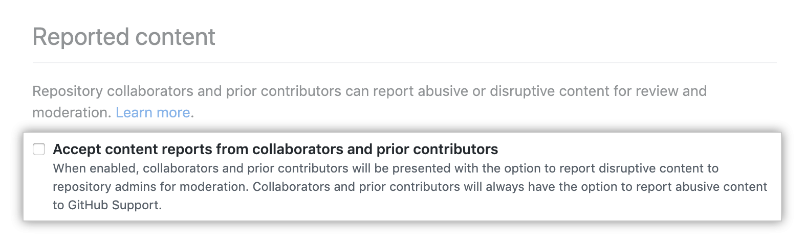 用于选择加入或退出仓库报告内容的复选框