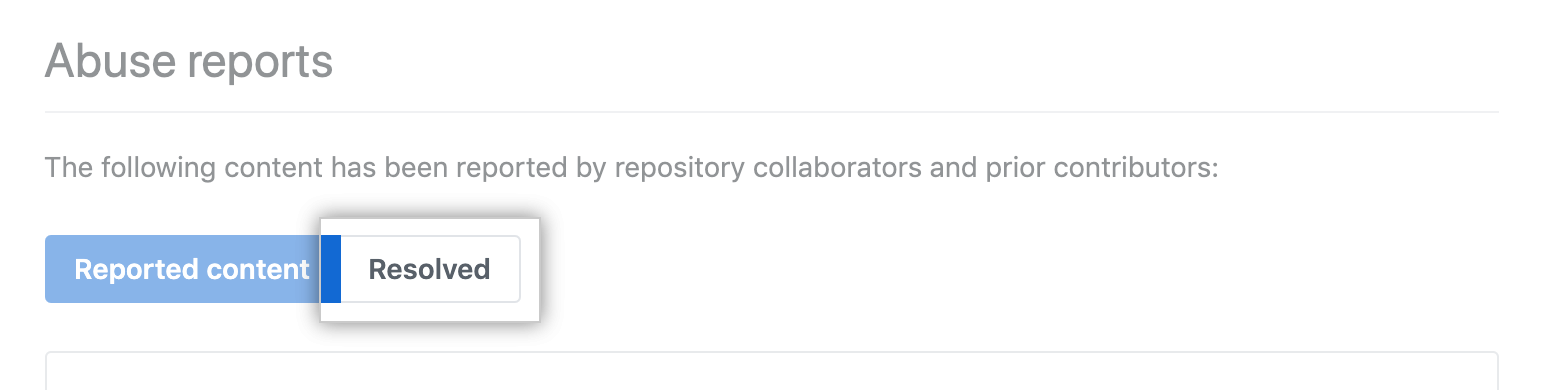 “Abuse reports（滥用报告）”下的“Resolved（已解决）”选项卡
