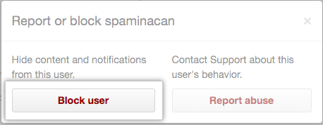 包含阻止用户或举报滥用选项的模态框