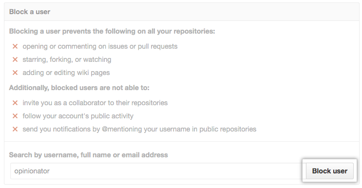 用户名字段和阻止按钮