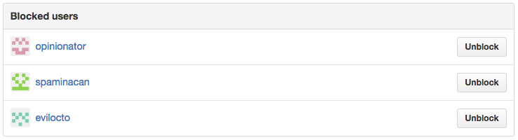 被阻止的用户的列表