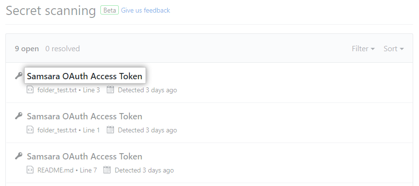 来自密码扫描的警报