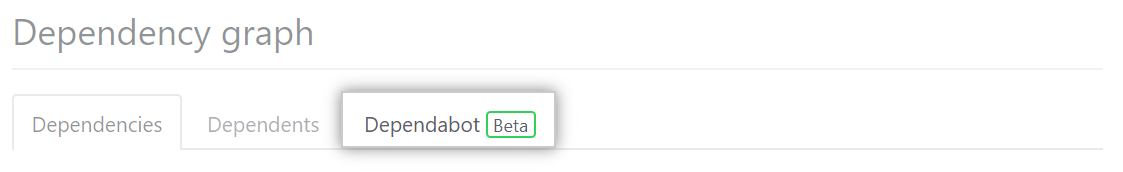 Dependency graph, Dependabot tab