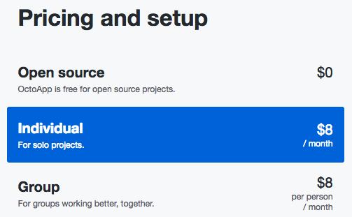 应用程序可用定价计划列表