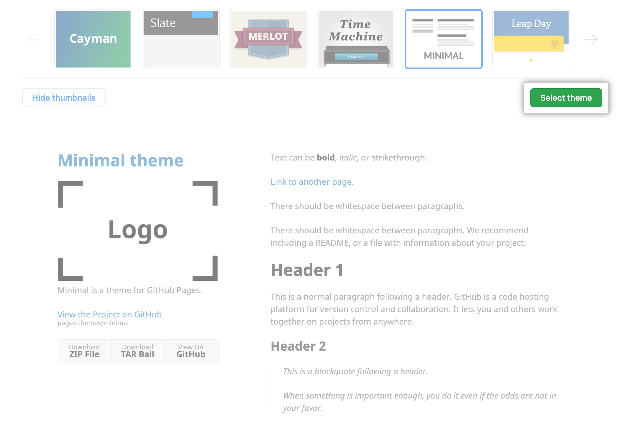 主题选项和“选择主题”按钮