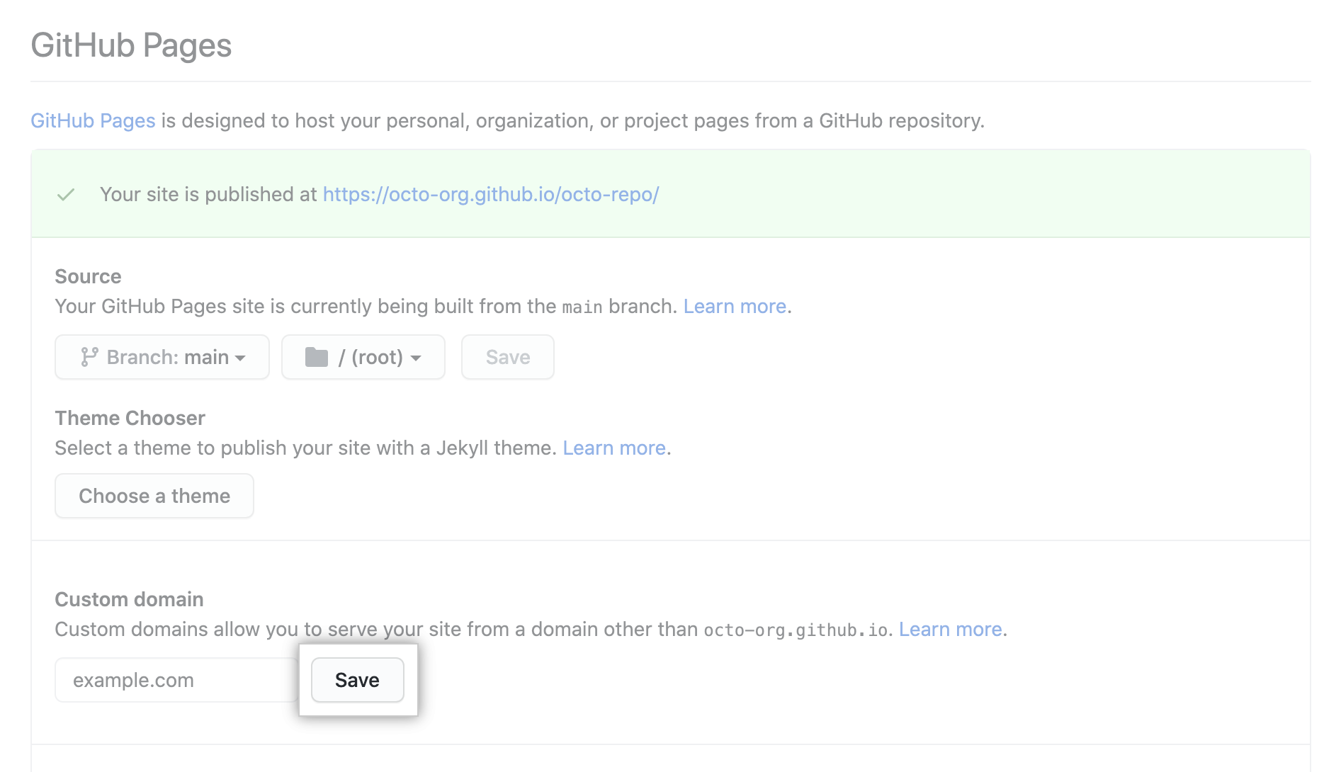 保存自定义域按钮