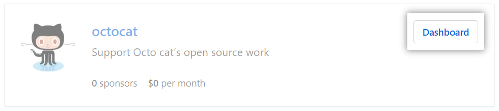 开发者赞助者仪表板按钮