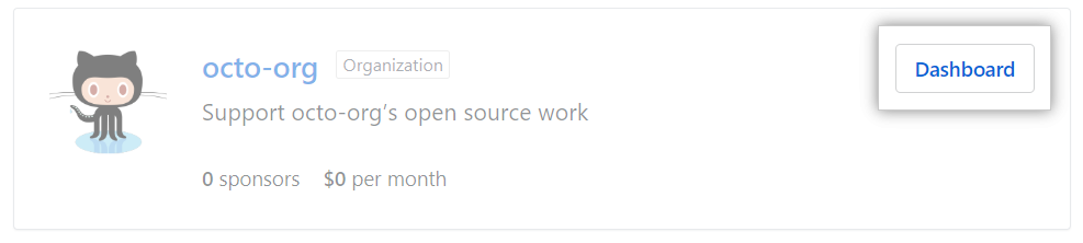 组织赞助者仪表板按钮