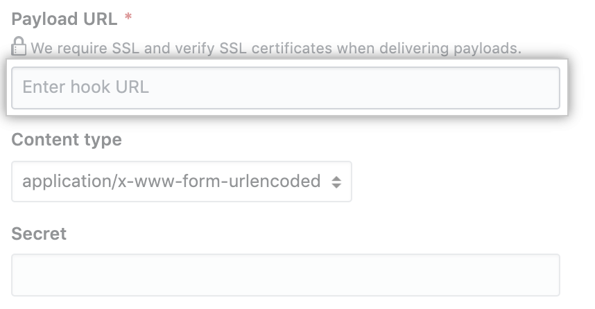 有效负载 URL 的字段和其他自定义选项