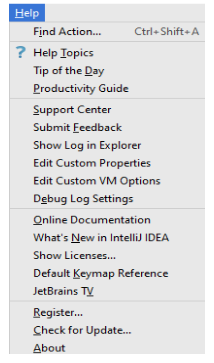使用IntelliJ IDEA帮助菜单命令