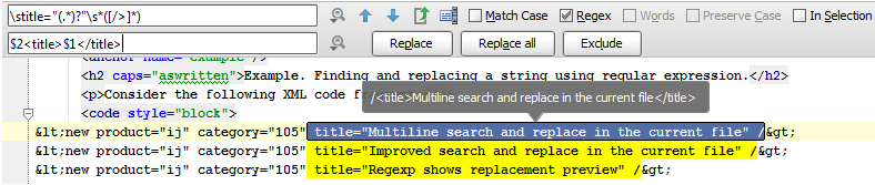 IntelliJ IDEA查找并替换为正则表达式组