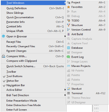 IntelliJ IDEA访问工具窗口菜单