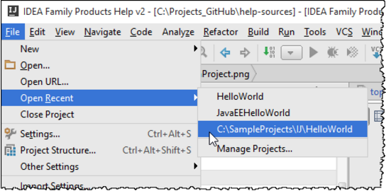 打开最近的 IntelliJ IDEA 项目