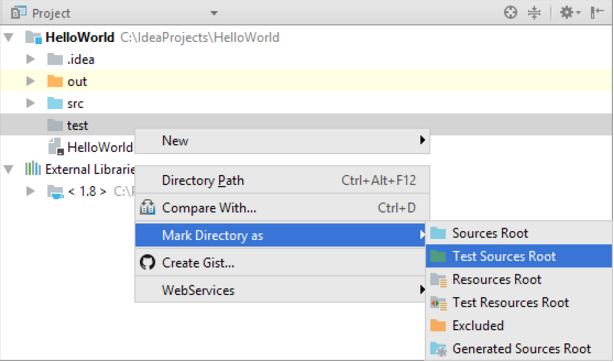 在IntelliJ IDEA“项目”工具窗口中指定文件夹类别