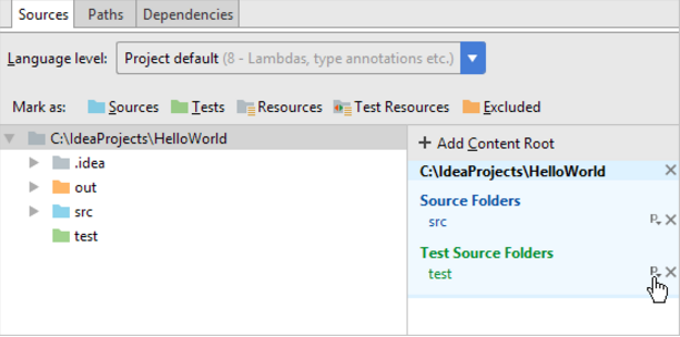 IntelliJ IDEA将包前缀分配给具有 Java 源的文件夹