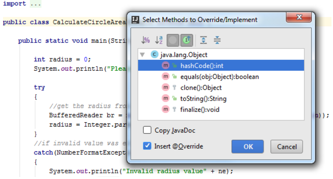 IntelliJ IDEA 重写超类的方法