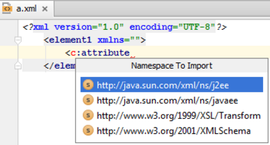 IntelliJ IDEA 导入 XML 命名空间