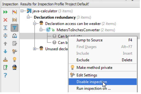 IntelliJ IDEA 从检查结果报告中禁用检查