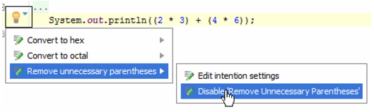 IntelliJ IDEA 禁用意图操作