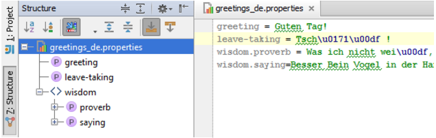 IntelliJ IDEA属性文件的结构视图