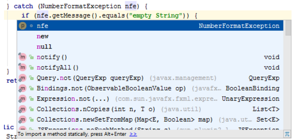 IntelliJ IDEA使用基本代码完成