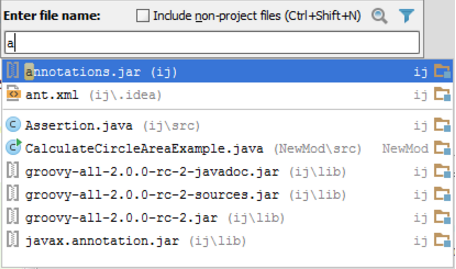 IntelliJ IDEA导航到具有指定名称的类，文件或符号